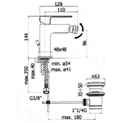 Bateria bidetowa pionowa Paffoni EFFE EF135CR